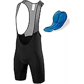 qualidyne Men's Cycling Bib Shorts, 4D 4-Layer Silicone Chamois, Breathable Mesh Bib, Double-Layer Leg Hem, Road Bike