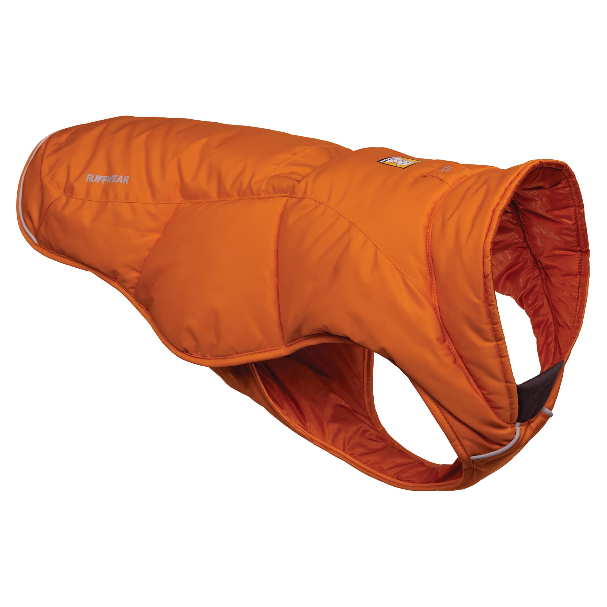 RUFFWEAR Quinzee Jacket, Packable Insulated Winter Coat for Dogs, X-Small, Campfire Orange