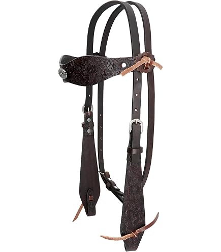 Harnais Équestre Western Vintage - Cuir Tressé Huilé Avec Rênes - Pour Cheval - Occasion