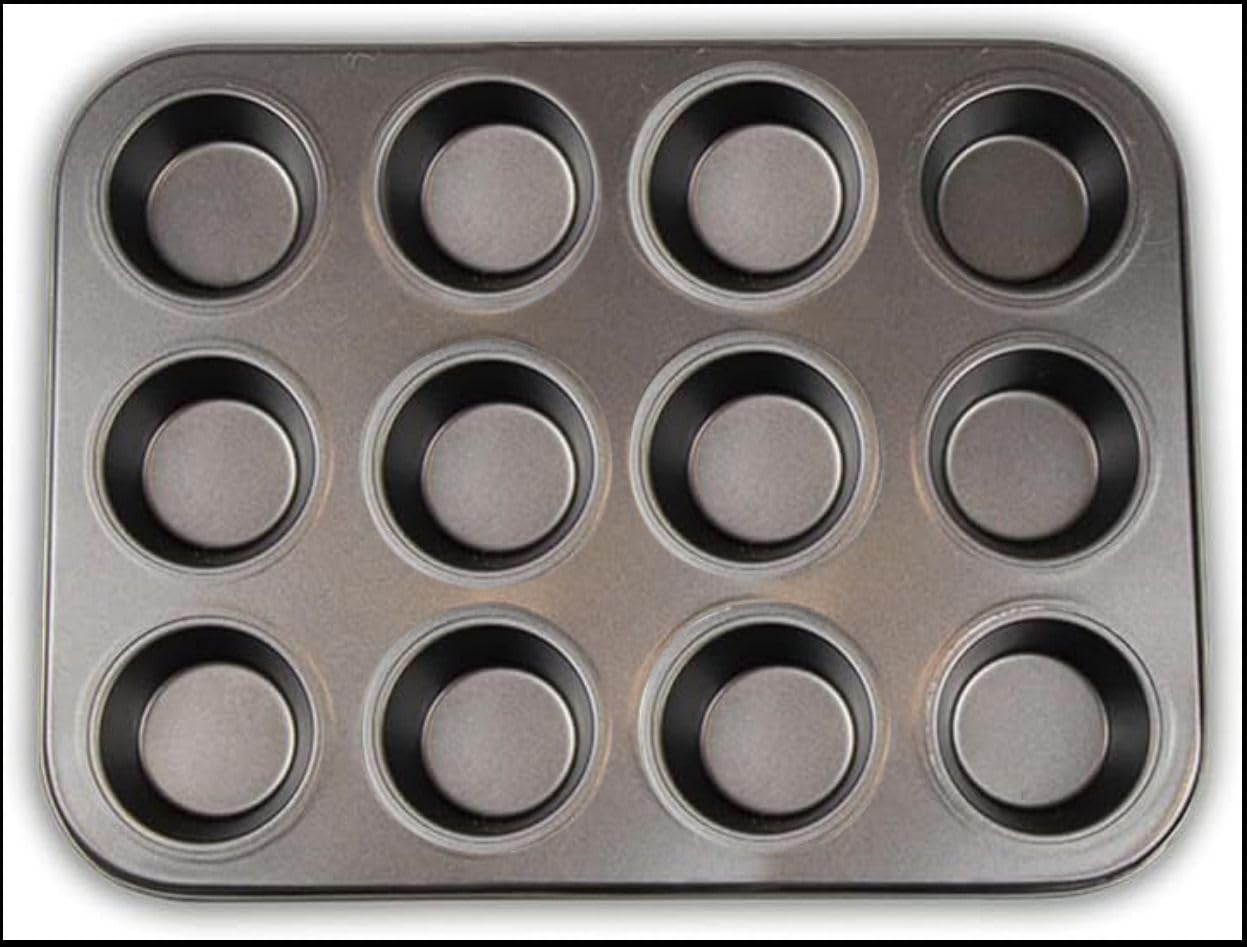 ZYBUX - 12 Cupcake Baking Tray Stainless Muffin Baking Tins Non Stick Yorkshire Pudding Tray Muffin Baking Tray (2D x 26.5W x 35H)