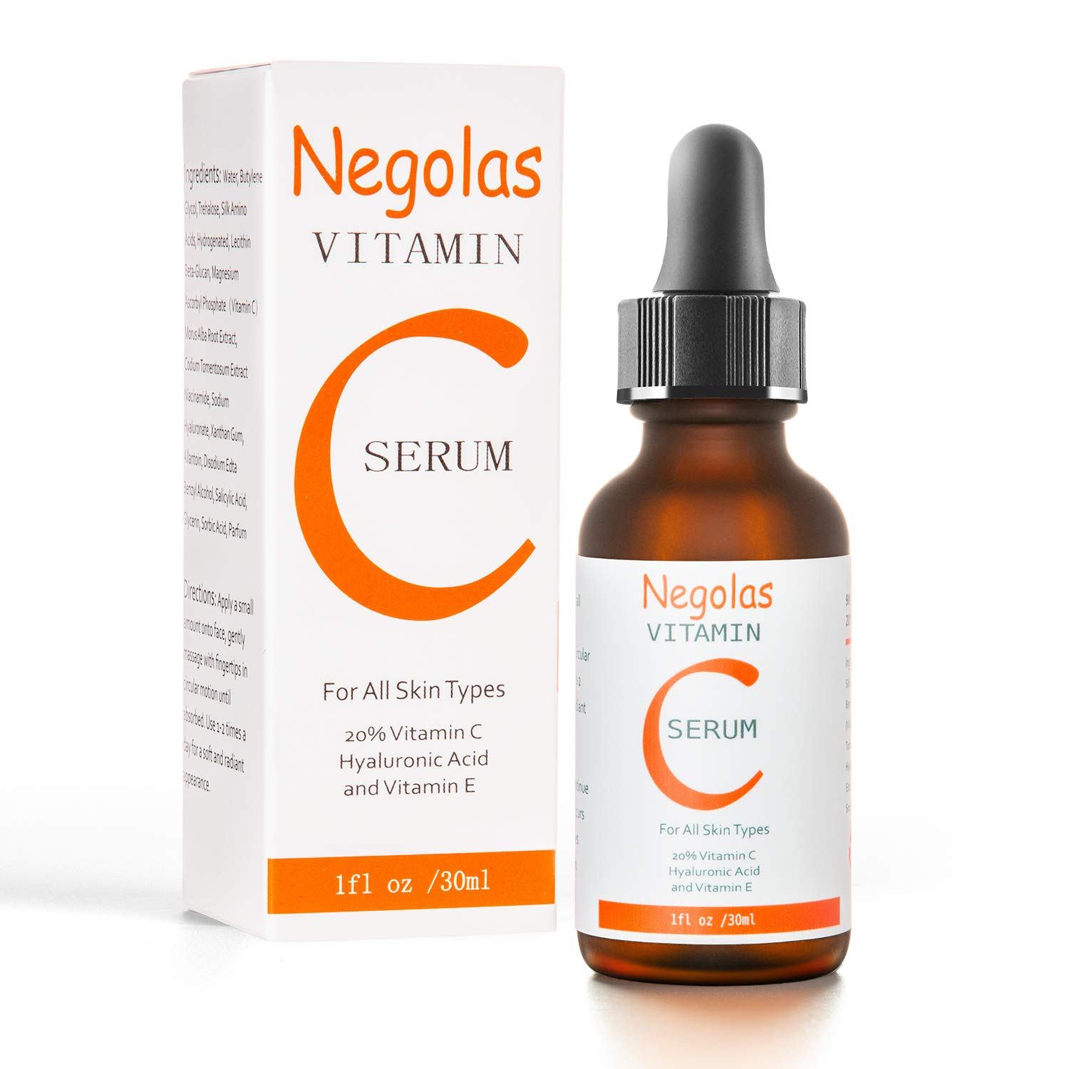 Vitamin C Serum for Face Hyaluronic Acid & Vitamin E - Natural & Organic Anti Wrinkle Whitening Vitamin C Serum for All Skin