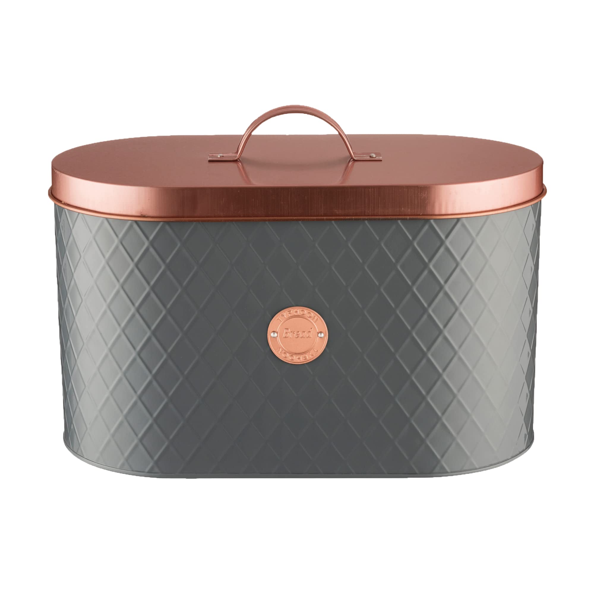 Typhoon Henrik Grey Coated Steel Bread Bin With Copper Lid, 7.5 L