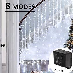Solhice LED Curtain Lights Outdoor 30ft x10ft Cool