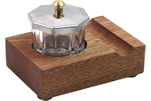 Crapyt Ink Well for Dip Pen Calligraphy Holder Dip Pen Holder Wood Desktop Pen Holder Calligraphy Oblique Nib Holder 2.83"×2.01"×0.79" Pen Rest