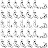 PH PandaHall 600pcs 304 Stainless Steel Bead Tips, Knot Covers Clamshell Crimp Bead Covers Endcaps Fold-over Bead Covers Open Bead Tips for DIY Earrings Bracelet Necklace Keychain Jewelry Craft Making