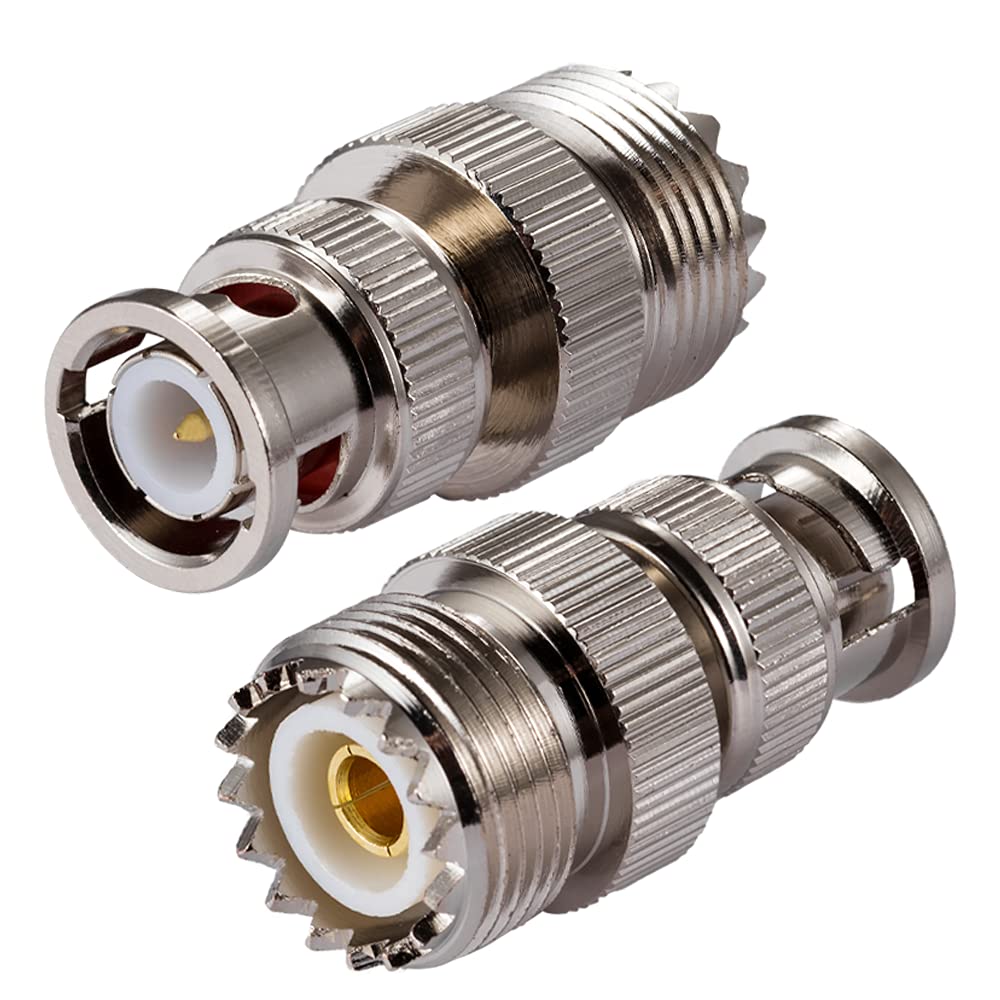 Vecys CB Radio Adapter PL259 UHF Male to BNC Female Antenna Adapter for CB Antenna CB Aerial Ham Radio Walkie Talkie Handheld Radio Two way Radio SO 239 Coax Wireless LAN Devices(2 pcs)