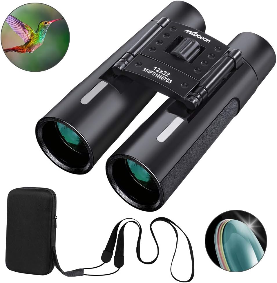 Jumelles HD 12x32, Jumelles légère pliante Binocular Jumelle Zoom avec