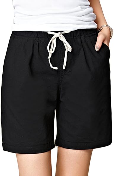 womens cotton shorts elastic waist