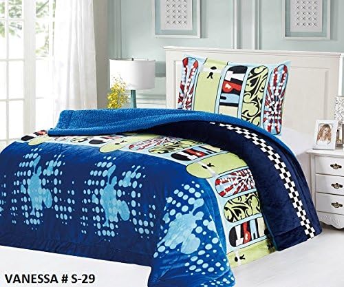 SKATEBOARDS BOYS CHIC COLLECTION BLANKET WITH SHERPA VERY SOFTY,THICK AND WARM 2 PCS TWIN