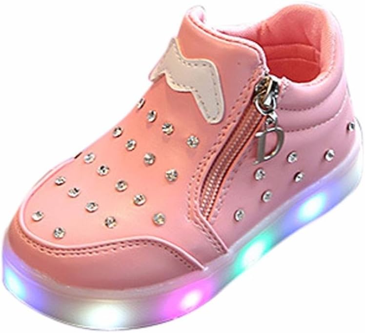 Muium for Kids Shoes Toddler Infant Baby Boys Girls Zip Crystal LED Light up Luminous Sneakers Boots