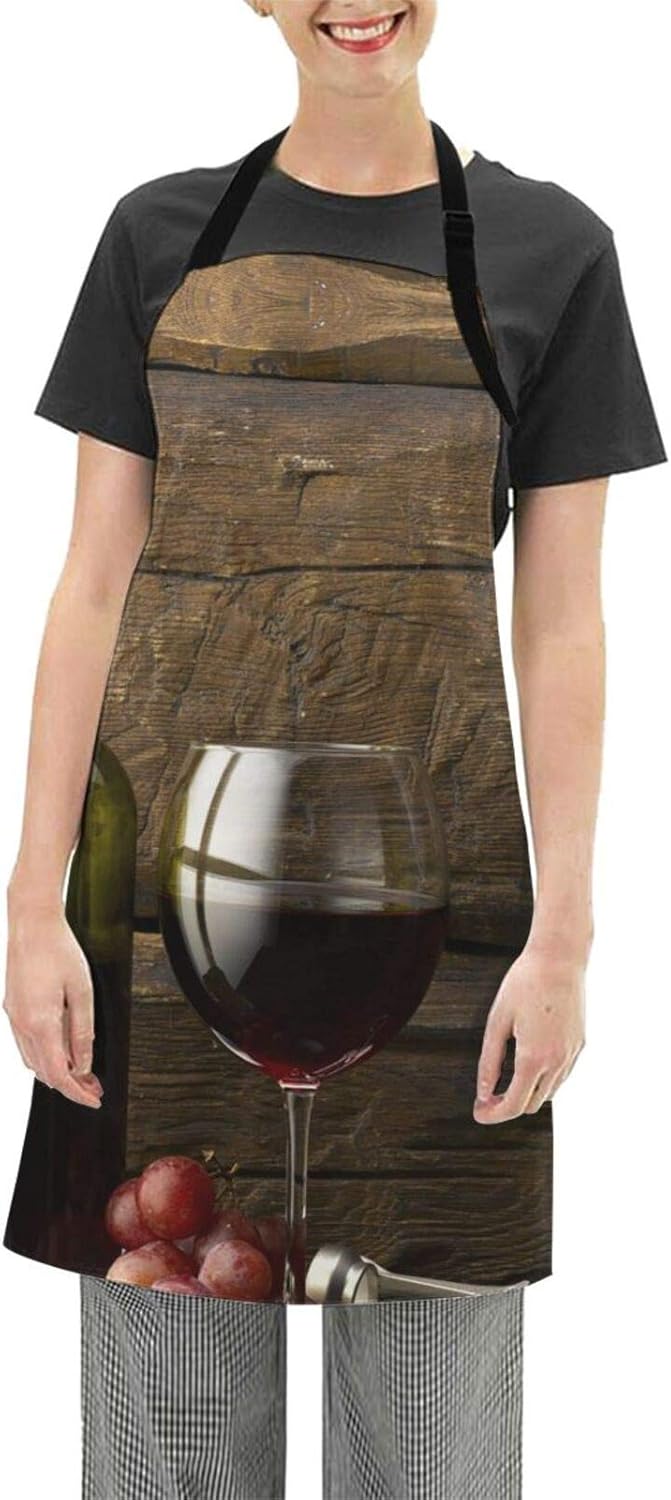 Bib Apron Unisex Red Wine Glasses Chef Apron Waterdrop