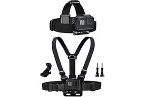 Dream Bull Chest Mount Harness Chesty Vest Head Mount Strap for Action Camera Compatible with GoPro Hero 12,11,10,9,8,Max,Go Pro Hero 7,6, 5,4, Session,3+,3,Hero (2018),Fusion,DJI Osmo,AKASO
