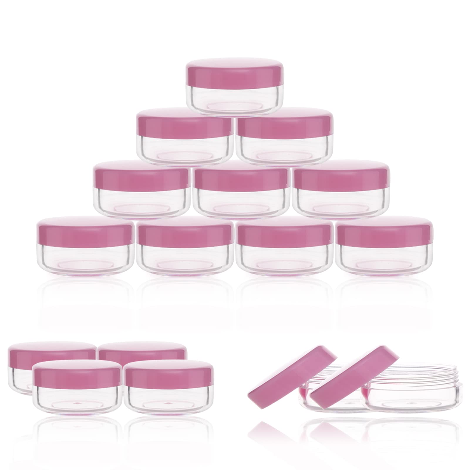 ZEJIA 10 Gram Cosmetic Containers 20pcs Sample Jars with Lids Plastic Makeup Sample Containers BPA Free Pot Jars(Pink)