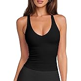 Ieumaz Scoop Neck Crop Tank Tops for Women Longline U Back Sleeveless Workout Yoga Crop Tank Tops with Removable Pads