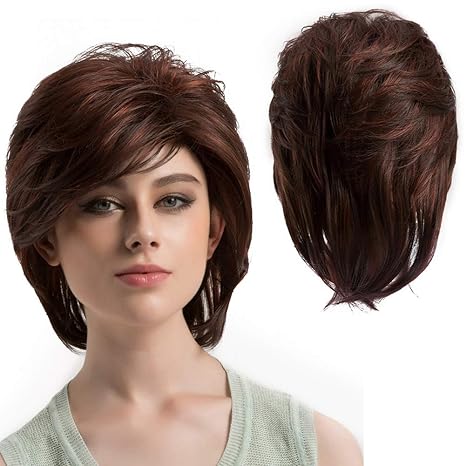 Semme Mixed Color Skew Divide Short Wig Heat Resistant Synthetic