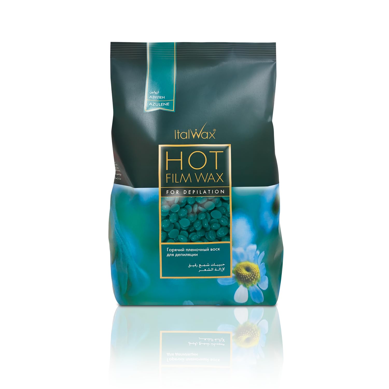 Italwax Azulene Hard Wax Beads – 1kg (2.2 lbs) – Strip-Free, Unscented Hair Removal Wax, Gentle on All Skin Types, Ideal for Bikini Line & Underarms, Professional & Home Use