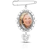 1PCS DIY Wedding Bouquet Photo Charm Pin Brooch Making Kit - Single Lacy Frame Wedding Charm Oval Glass Cabochons Picture Frame with Pendant