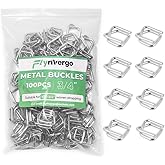 Flyrivergo 3/4" Heavy Duty Metal Wire Buckle for Woven Cord Strapping 100 Pack