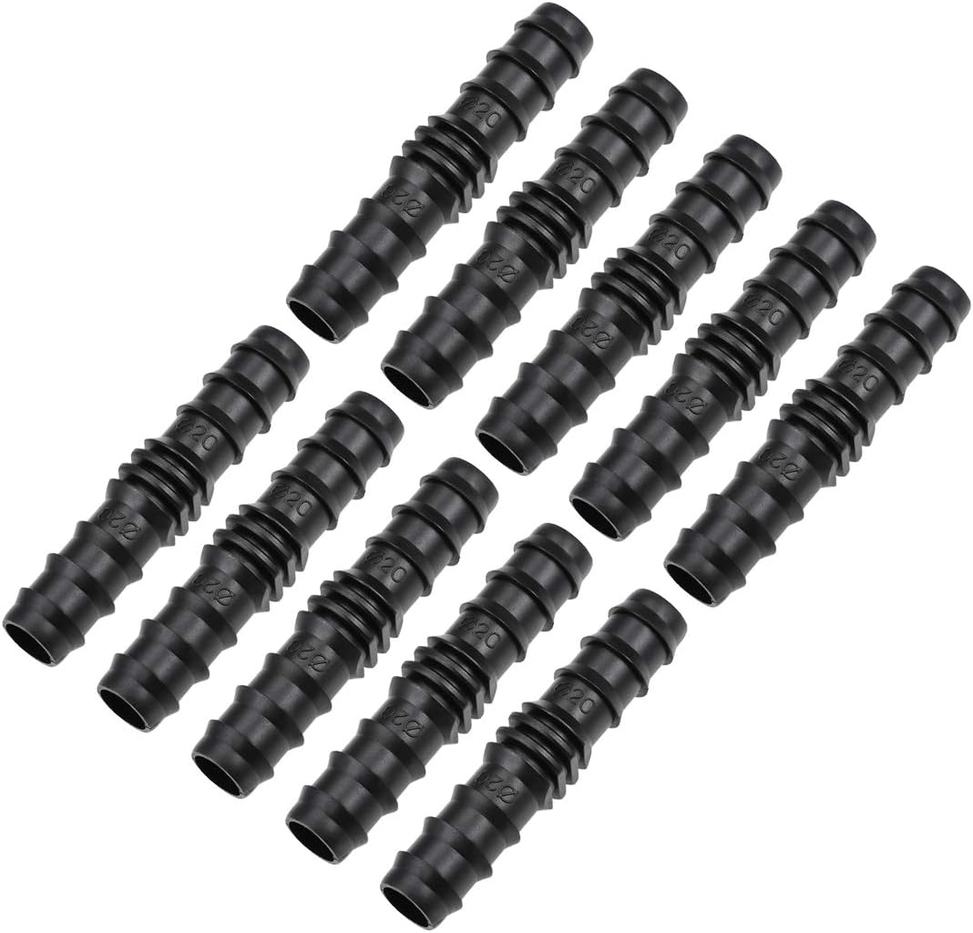 sourcing map Barb Drip Pipe Connector 20PE Hose Fitting Straight for Garden Agricultural Irrigation System Plastic 20pcs