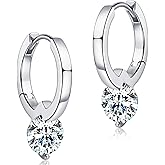 PROSTORY 1CT Moissanite Hoop Earrings D Color VVS1 925 Sterling Silver Drop Huggie Earrings for Women Mom Wife Birthday