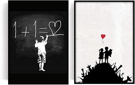 Amazon Co Jp バンクシー 1 1 ゴミ山の少年少女 2枚セット 額縁付き ホーム キッチン