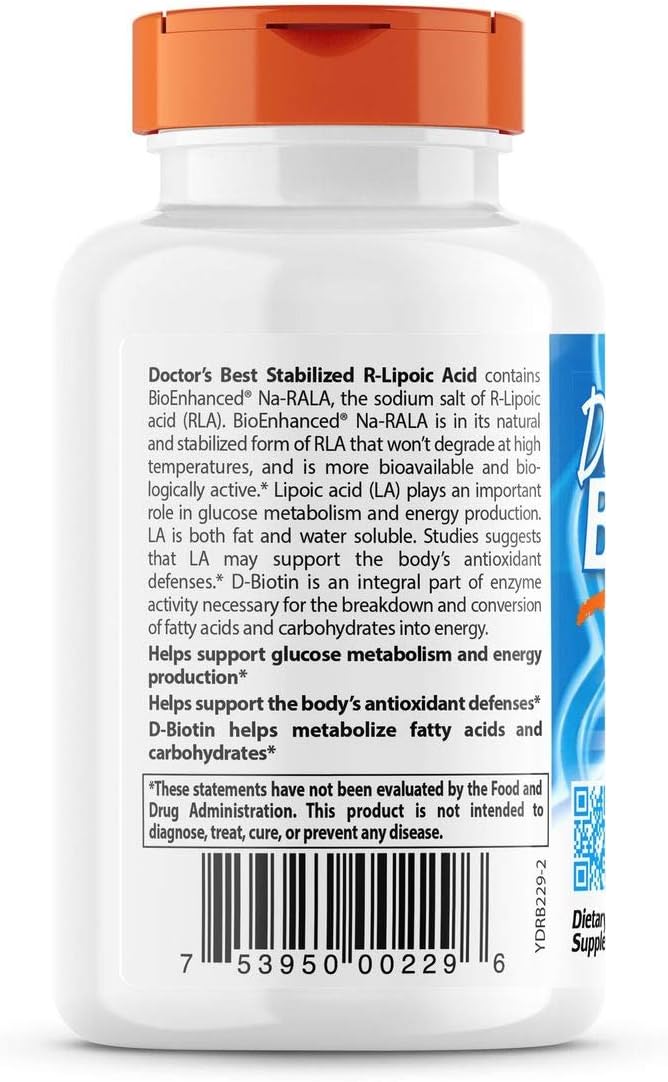 Doctor’s Best Stabilized R-Lipoic Acid with BioEnhanced Na-RALA, Non-GMO, Gluten Free, Vegan - Image 4