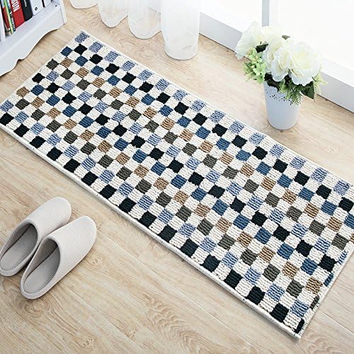 wonbye Kitchen Entry Door Mat, Doormat for Living Room 1.5ft x 4ft, Grid