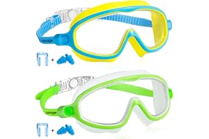 Seago Swim Goggles for Kids 3-14 Anti-Fog & UV Wide Clear View Boys Girls | Swimming Goggles Kids No Leak 180° Panoramic Crys