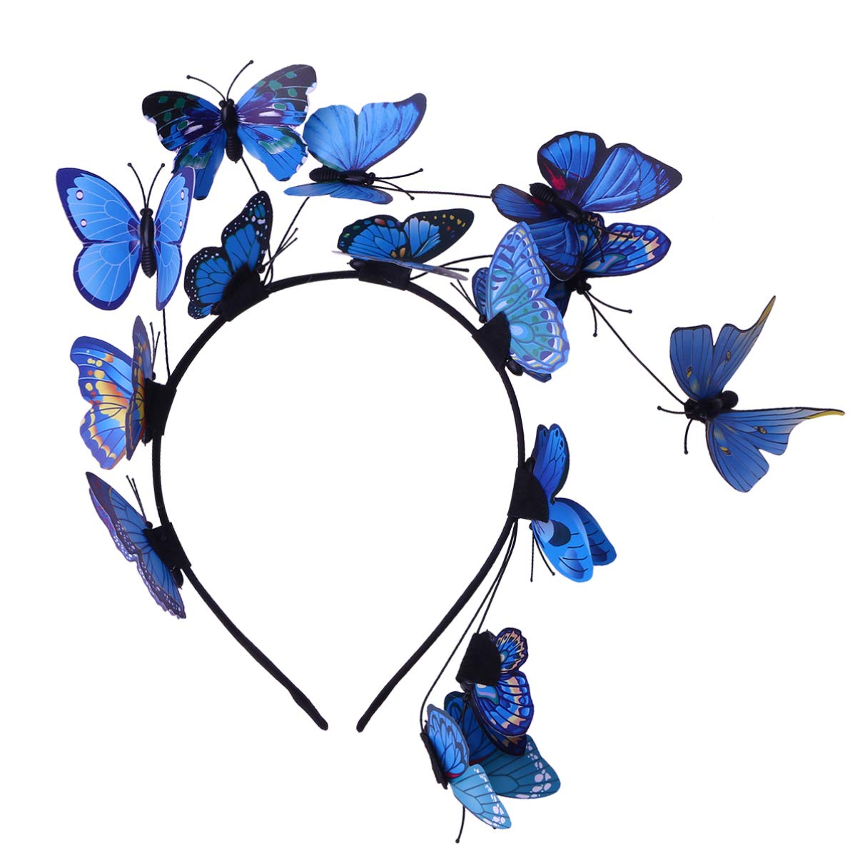 Lurrose Womens Headbands Headband Fascinator Hat Halloween Costume Bohemian Headpiece for Women (Blue) Black Hair Clips
