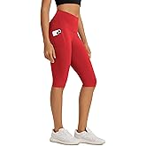 ODODOS High Waist Workout Capris with Pockets for Women, 14" / 19" Tummy Control Yoga Capri Leggings