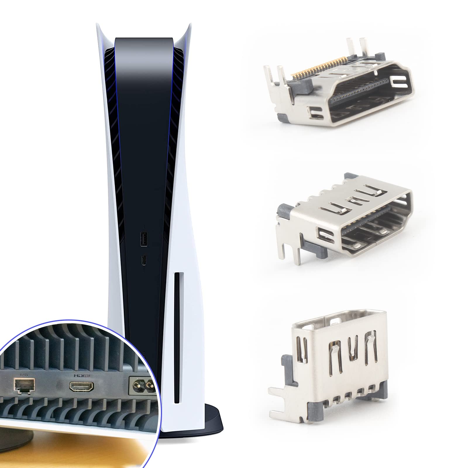 3PCS HDMI Port Socket Connector for Sony PlayStation 5 PS5 Socket Jack Interface Connector Replacement for PS5 Console