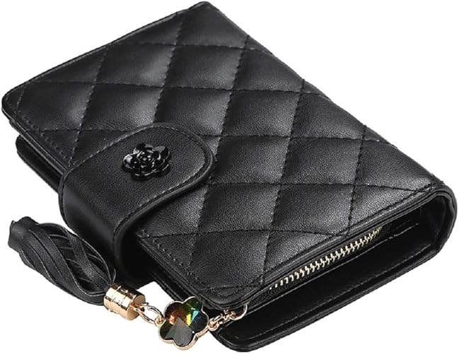 Amazon Yujia マネークリップ 財布 レディース ファスナー財布 小型 軽量 高級感抜群 さいふ かわいい 女性用 人気 大容量 お札入れ 個性派 ビジネス プレゼント フリンジのあるウォレット ブラック 財布