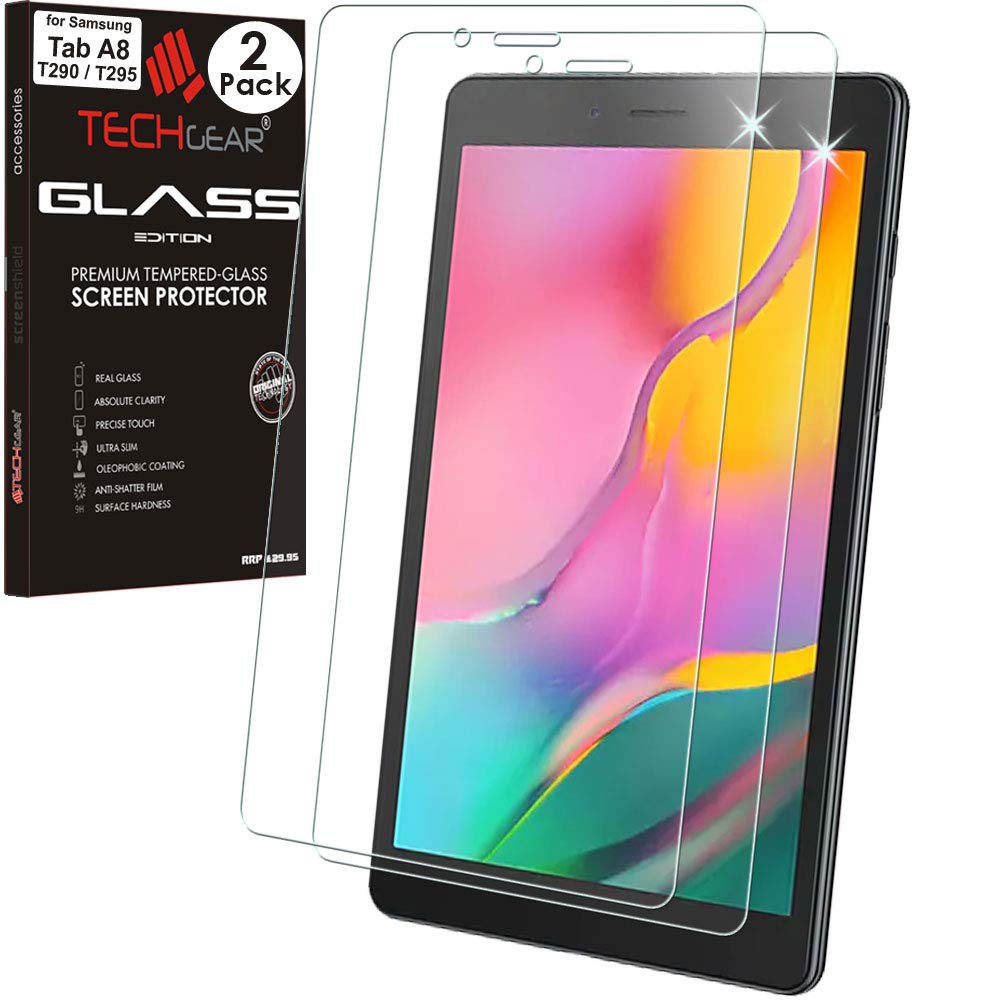 TECHGEAR [Pack of 2 GLASS Edition Screen Protector Designed For Samsung Galaxy Tab A 8.0 2019 8" (SM-T290 / SM-T295), Tempered Glass Screen Protector [9H Toughness] [HD Clarity] [Scratch-Resistant]