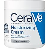 CeraVe Moisturizing Cream, Body and Face Moisturizer for Dry Skin, Body Cream with Hyaluronic Acid and Ceramides, Daily Moisturizer, Oil-Free, Fragrance Free, Non-Comedogenic, 19 Ounce