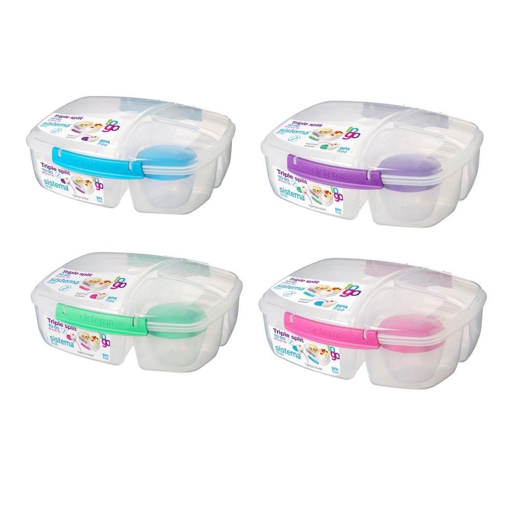 2 L Sealed 3 Compartment Plastic Food Lunch Storage Box Container w