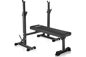 Bench Press, CANPA Olympic Weight Bench with Squat Rack Workout Bench Adjustable Barbell Rack Stand Strength Training Home Gym Multi-Function