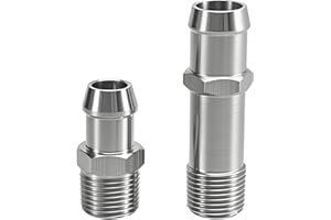 FUSCH 2Pcs Upgraded Stainless Steel 1/2" NPT Heater Hose Fittings, 5/8" Intake Fitting 3/4" Water Pump Fitting Compatible with Small Block Chevy Engines 283 305 307 327 350 383 400