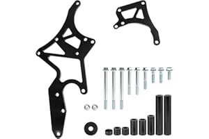 Edicapo for LS Engine Serpentine Bracket Alternator & Power Steering Pump Swap Conversion Compatible with Chevrolet LS1 LS2 LS3 LS6 LS7 4.8 5.3 6.0 6.2 Truck SUV 1962-1981 Relocation Bracket (Black)
