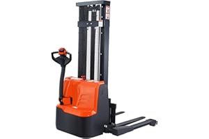 T TORY CARRIER Tory Carrier Full Electric Walkie Stacker Material Lifts with Straddle Legs 98inches Lifting Height with Adjustable Forks 2640lbs Capacity