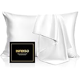 INFIIXSO Mulberry Silk Pillow Cases King Size Set of 2, Silk Pillowcase with Hidden Zipper 20"x36", Extraordinary Smooth and Soft Pillow Case for Hair and Skin(White, 2 Pack)
