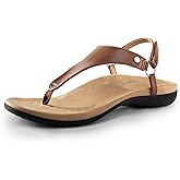 DREAM PAIRS Women's Flat Sandals Arch Support Orthopedic Comfortable Soft Cushion Summer T-Strap Walking Thong Sandals