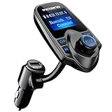 VicTsing Bluetooth FM Transmitter, Wireless In-Car FM Transmitter Radio Adapter Car Kit With USB Car Charger AUX Input 1.44 Inch Display TF Card Slot