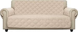 CHHKON Sofa Cover 100% Waterproof Non-Slip Quilted Furniture Protector Sofa Slipcover for Children, Pets for Leather Couch (Beige, 68