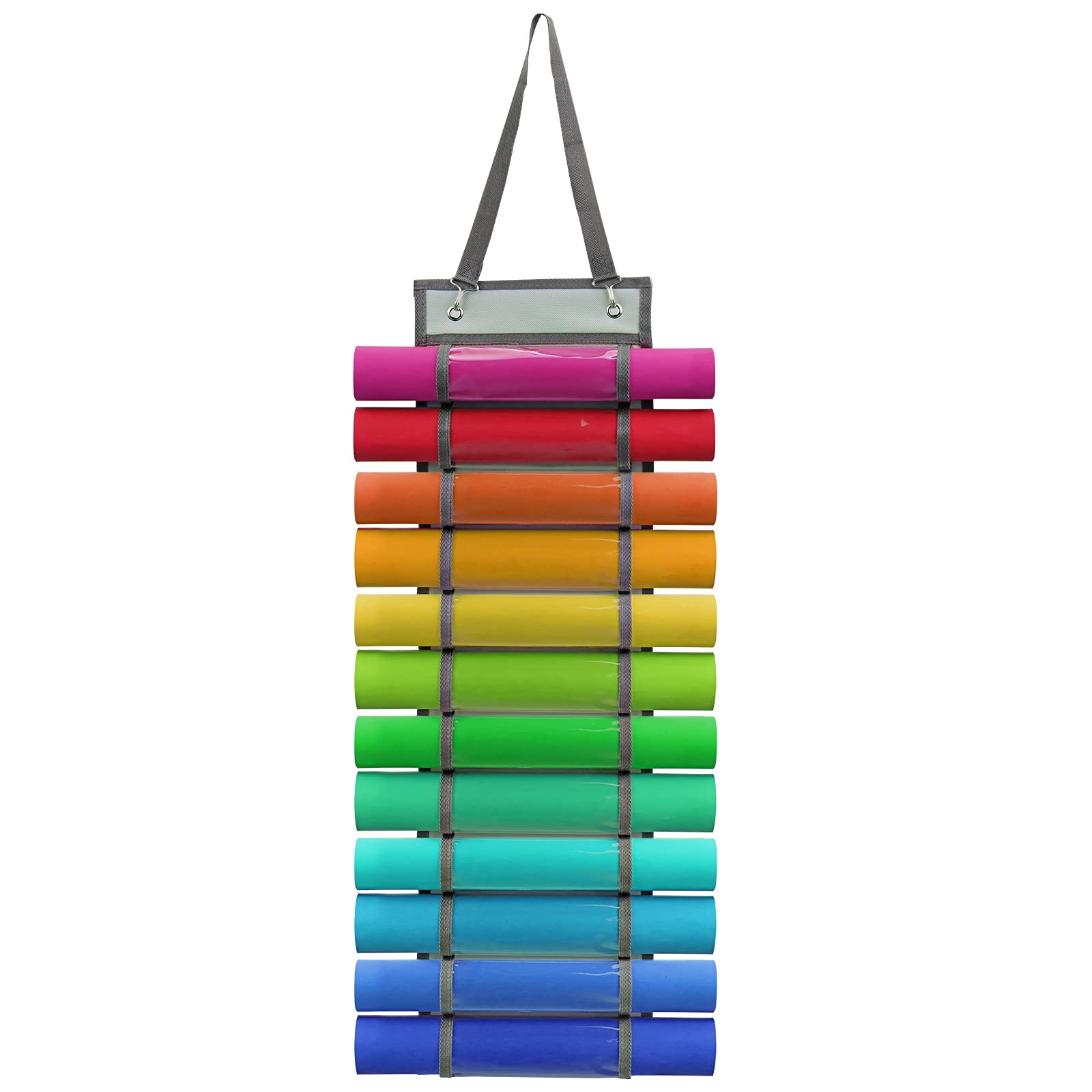 Nanaborn Vinyl Roll Storage Rack-Round Wall Hanging Bag Suspension with 12 Compartments for Heat Transfer Stickers/Colored Paper （Gray） — image 1