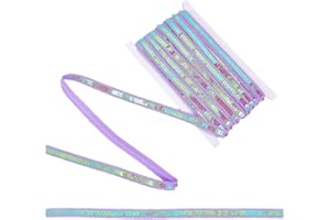 CABODYALS 10.93 Yards 1/2 Inch Thin Purple Sequin Ribbon Trim Flat Bling Spangle Metallic Glitter Sequins Trimming Beaded Paillette Strips Bulk for Sewing Making Crafts Clothes Dresses Costume Wedding