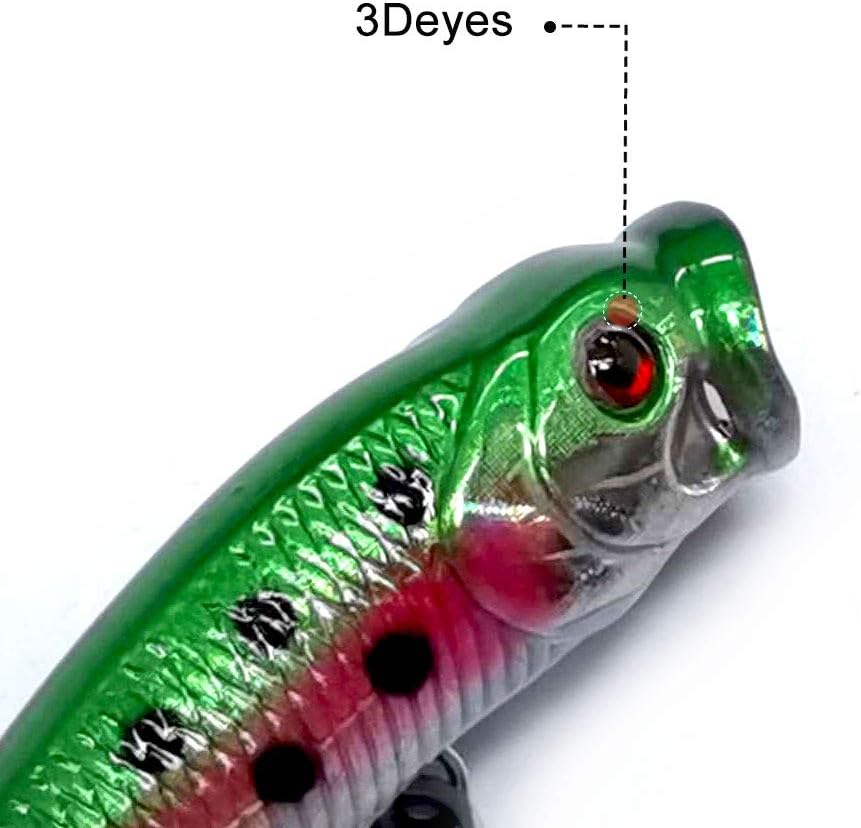SEASKY Fishing Plug Lures Micro Popper Topwater Trout Attack in Freshwater (Green) : Sports & Outdoors