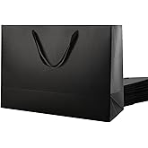 MALICPLUS 12 Extra Large Gift Bags 16x6x12 Inches, Luxury Matte Black Large Gift Bags with Handles for All Occasions (Grain Textured Finish)
