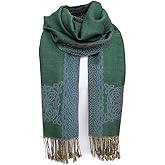 Gaelsong, Celtic Rita Trinity Knot Scarf for Women, Green/Blue Celtic Knot Design Made in Ireland Celtic Gift