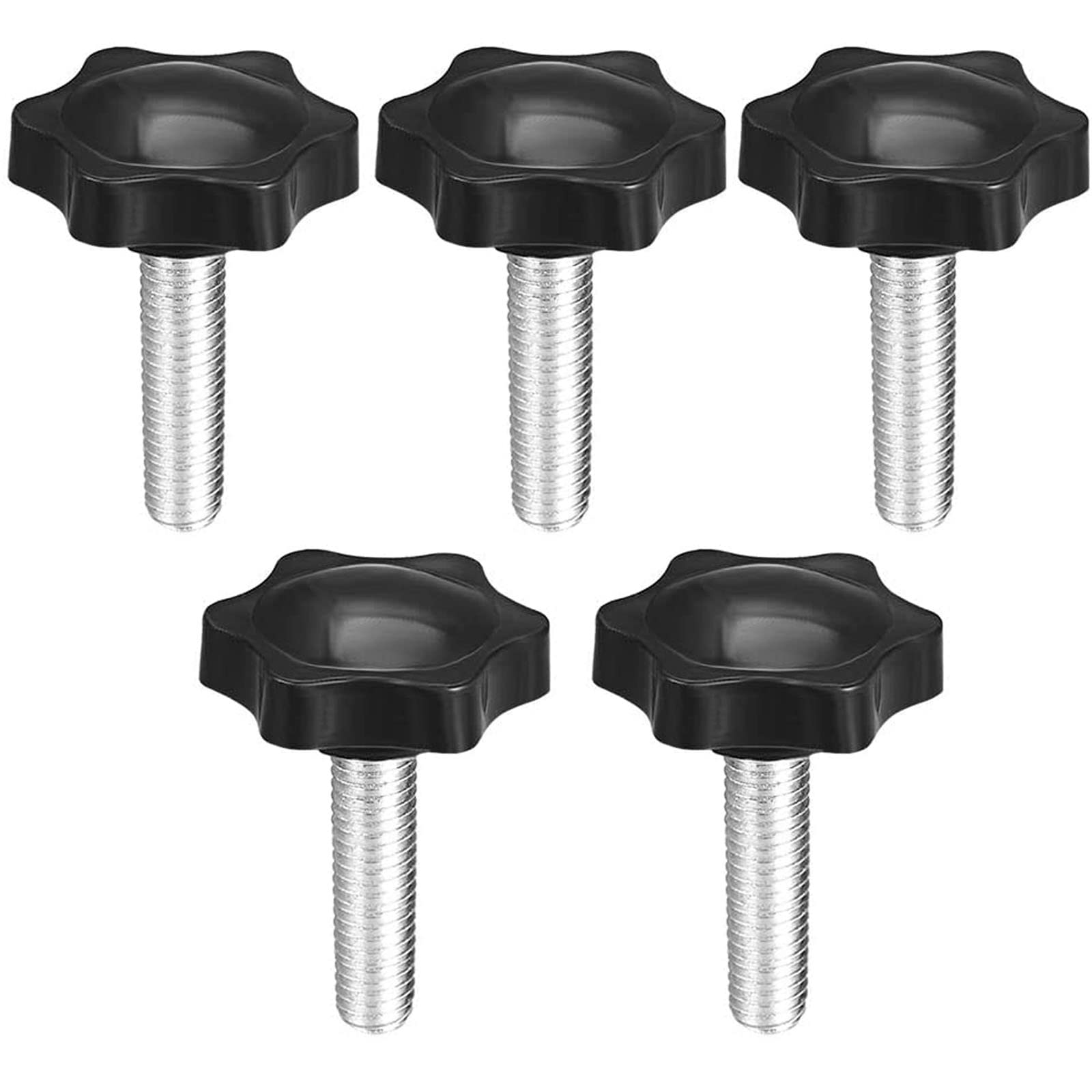TA-VIGOR 5Pcs Clamping Screw Knob Star Shaped M8 x 55mm, 38mm Dia Plum Hex Shaped Plastic Head Clamping Knob Male Thread Grips