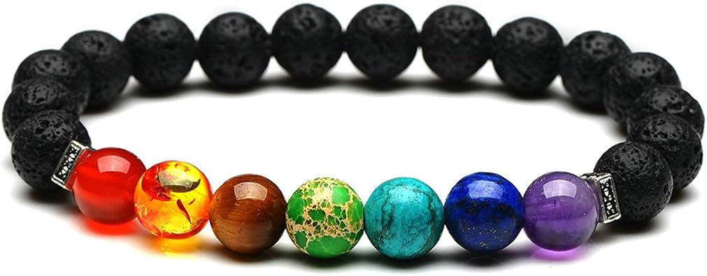 Aeici Armband Lava Herren 8Mm Lavastein Armband Mit Quadratischem 